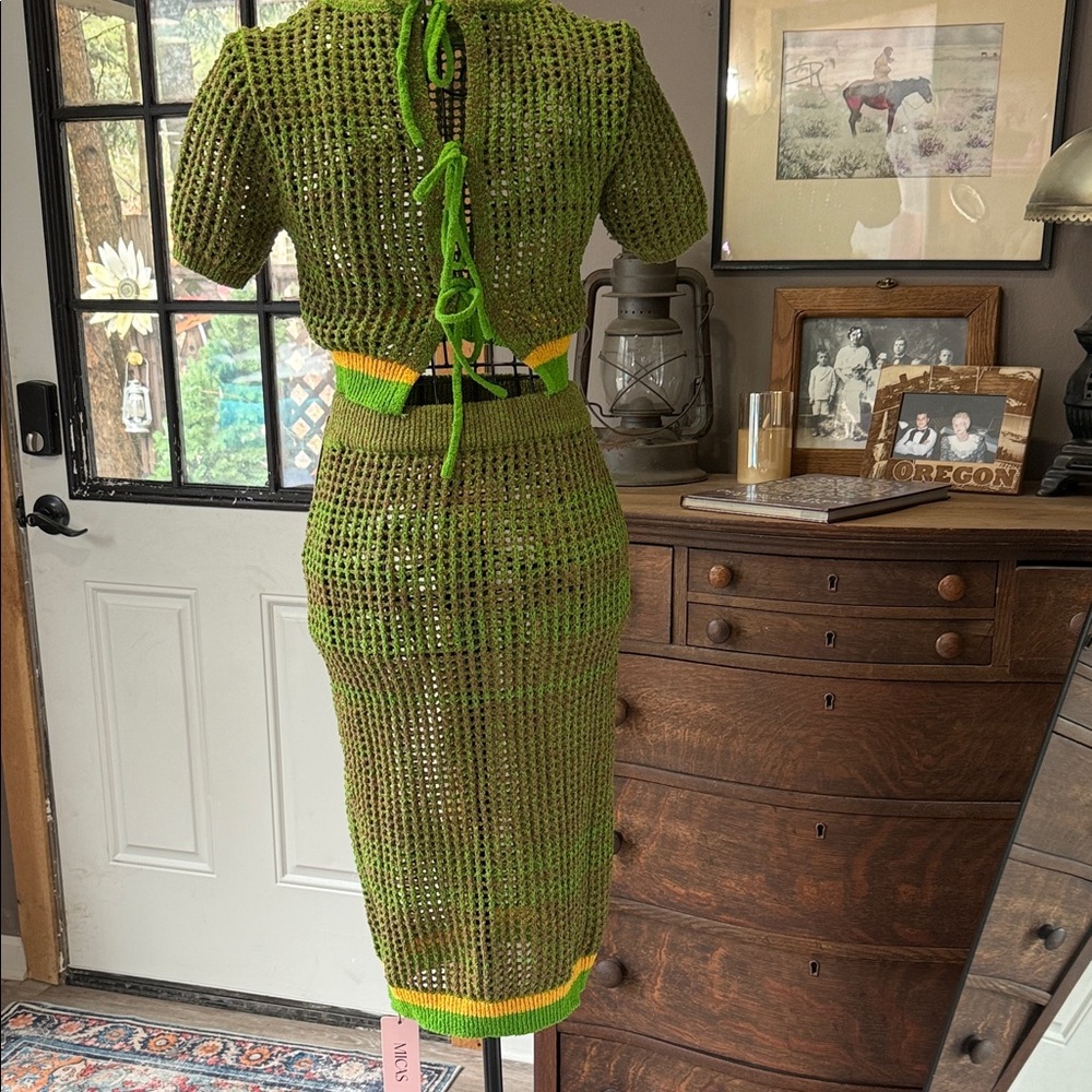 Micas Green Knit Dress with Yellow Accents - Picture 6 of 8